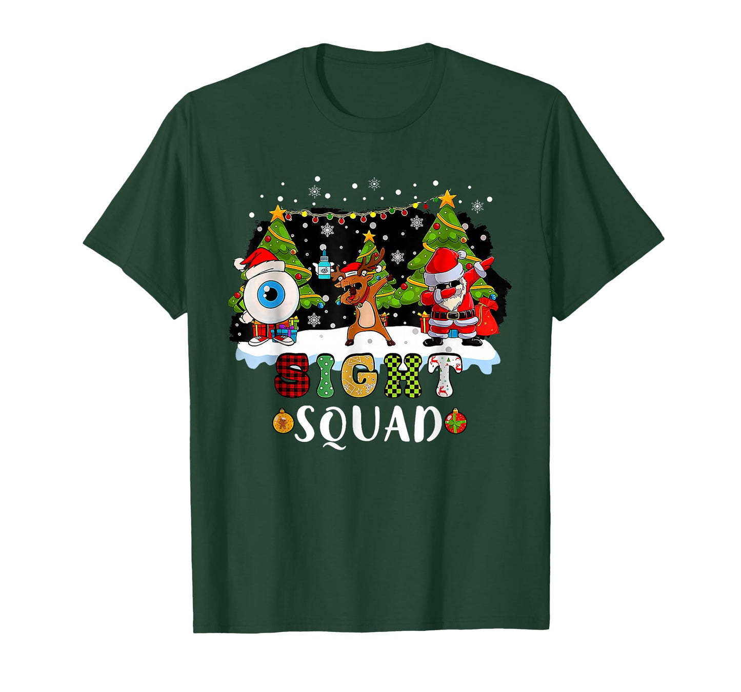 Christmas Sight Squad Santa Reindeer Dabbing Optometrist T-Shirt