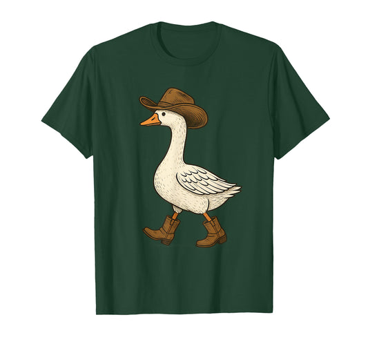Cowboy Goose Funny Western Walking Boots Hat Humor Design T-Shirt