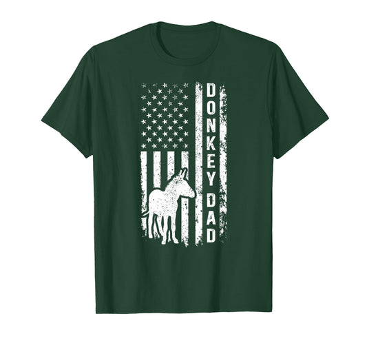 Donkey Dad US Flag Donkey Owner Donkey Father Donkey Lover T-Shirt