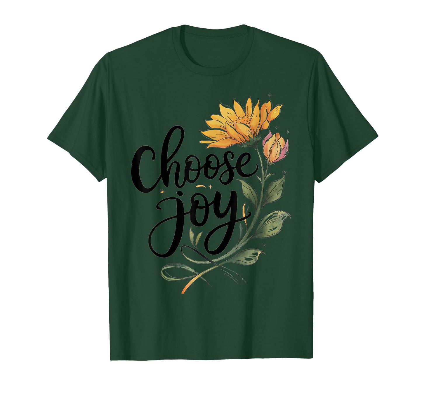 Choose Joy Inspirational Sunflower Floral Positive T-Shirt