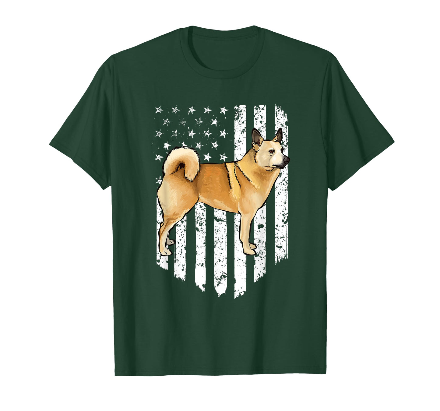 Black White American Flag Norwegian Buhund 4th Of July USA T-Shirt
