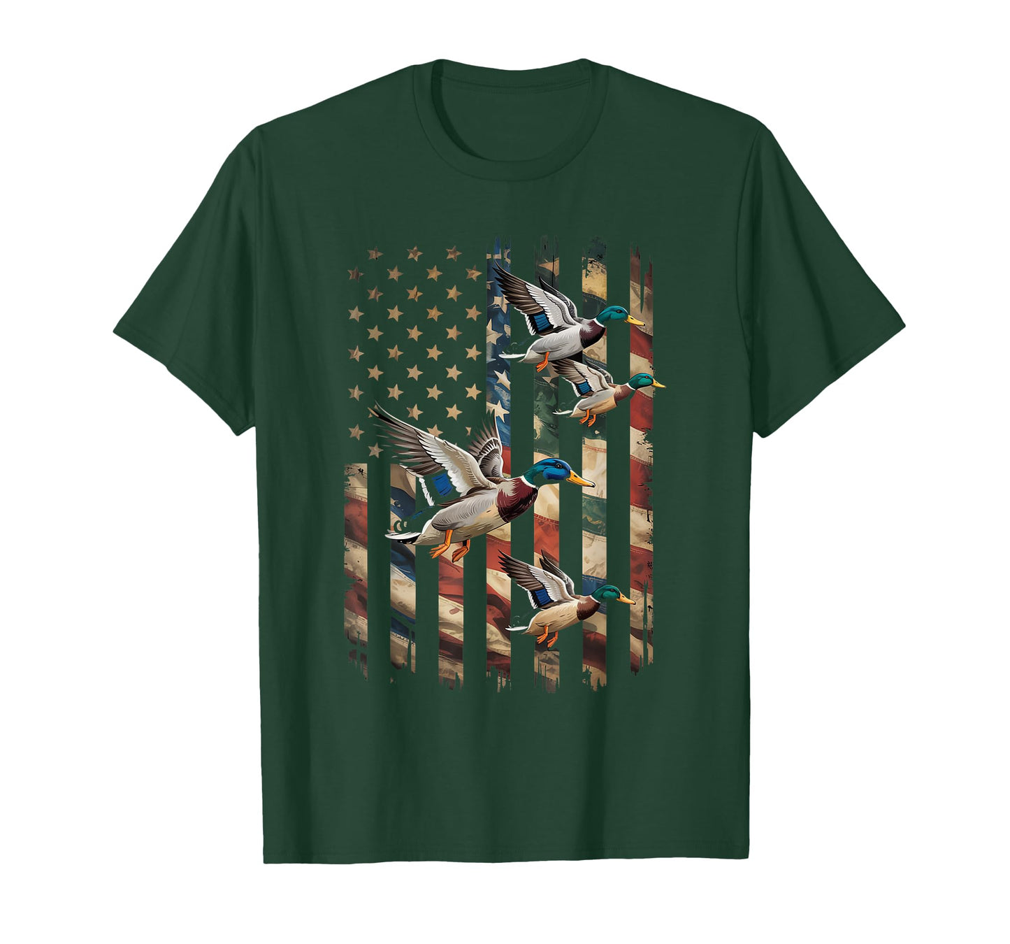 Camo Duck Hunting American Flag Waterfowl USA T-Shirt