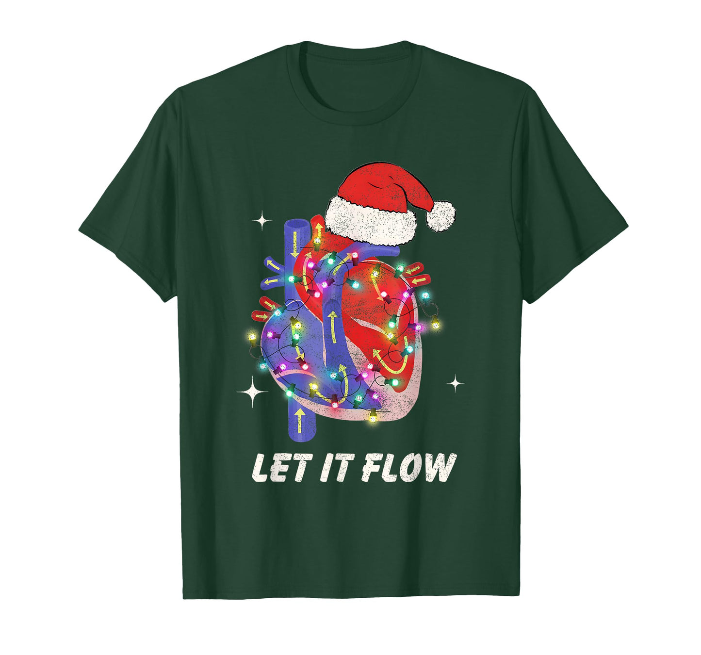Christmas Cardiac Nurse Heart Anatomy CCU Nurse Xmas Cath L T-Shirt