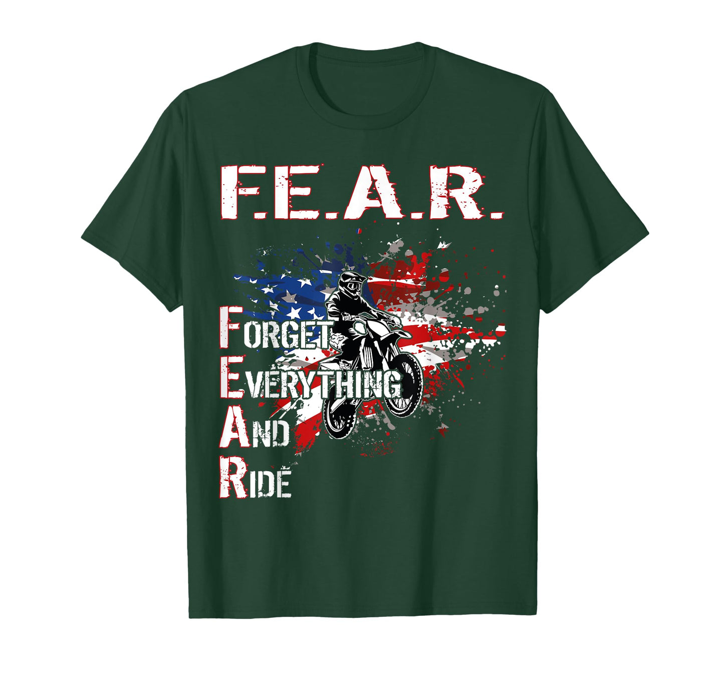 Dirtbike Motocross Forget everything and ride MX US Flag T-Shirt