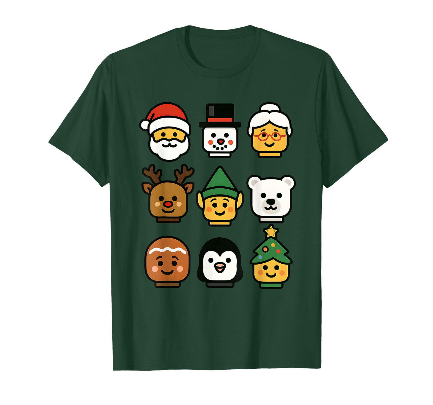 Christmas Building Brick Head Santa Elf Xmas Boys Kids Youth T-Shirt