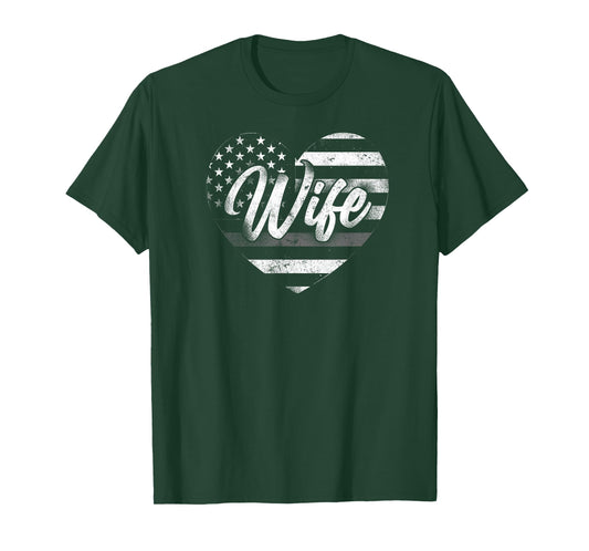 Correctional Officer Wife Marriage Heart American Flag T-Shirt