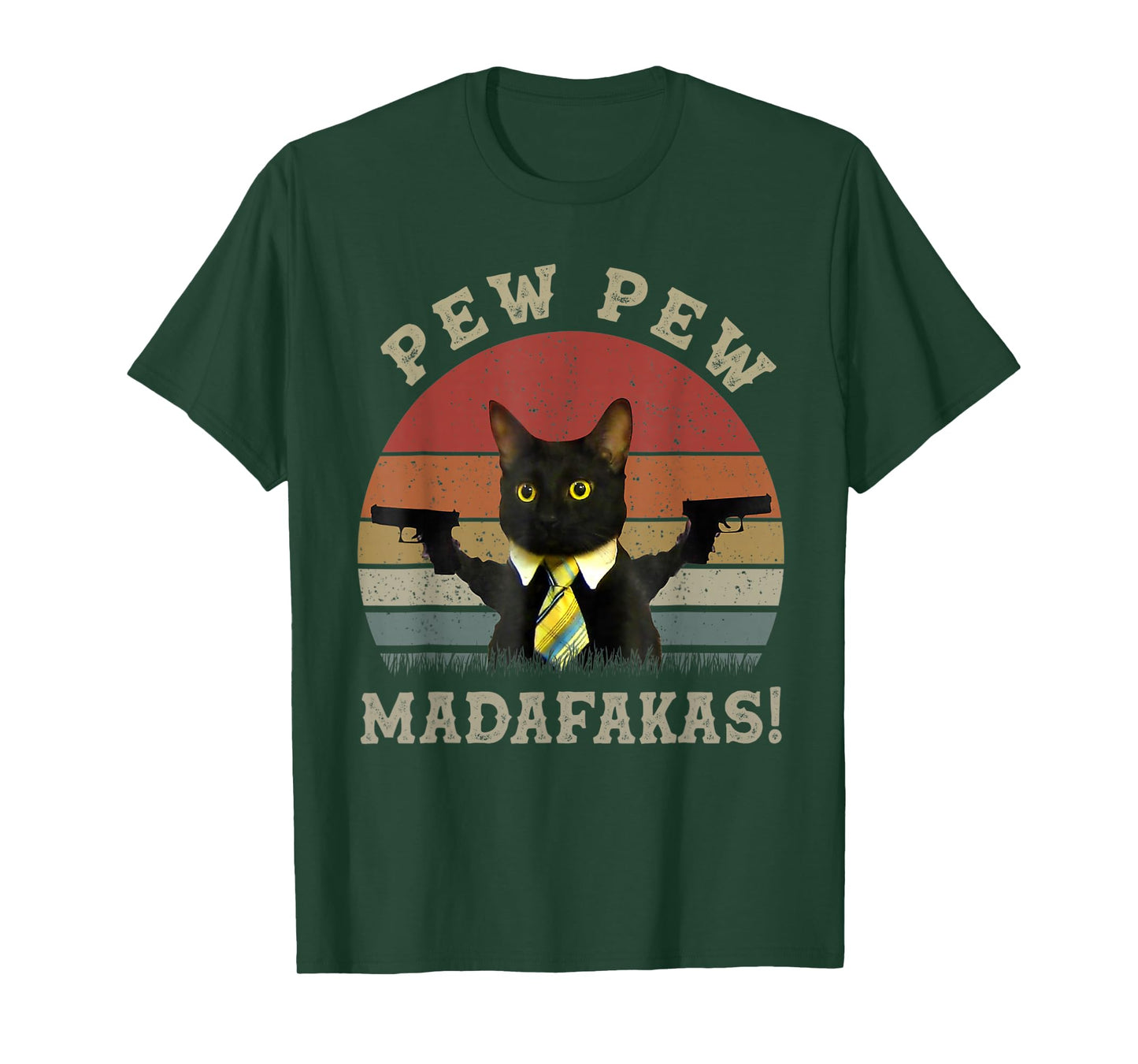 Funny Black Cat Pew Pew Madafakas T-Shirt