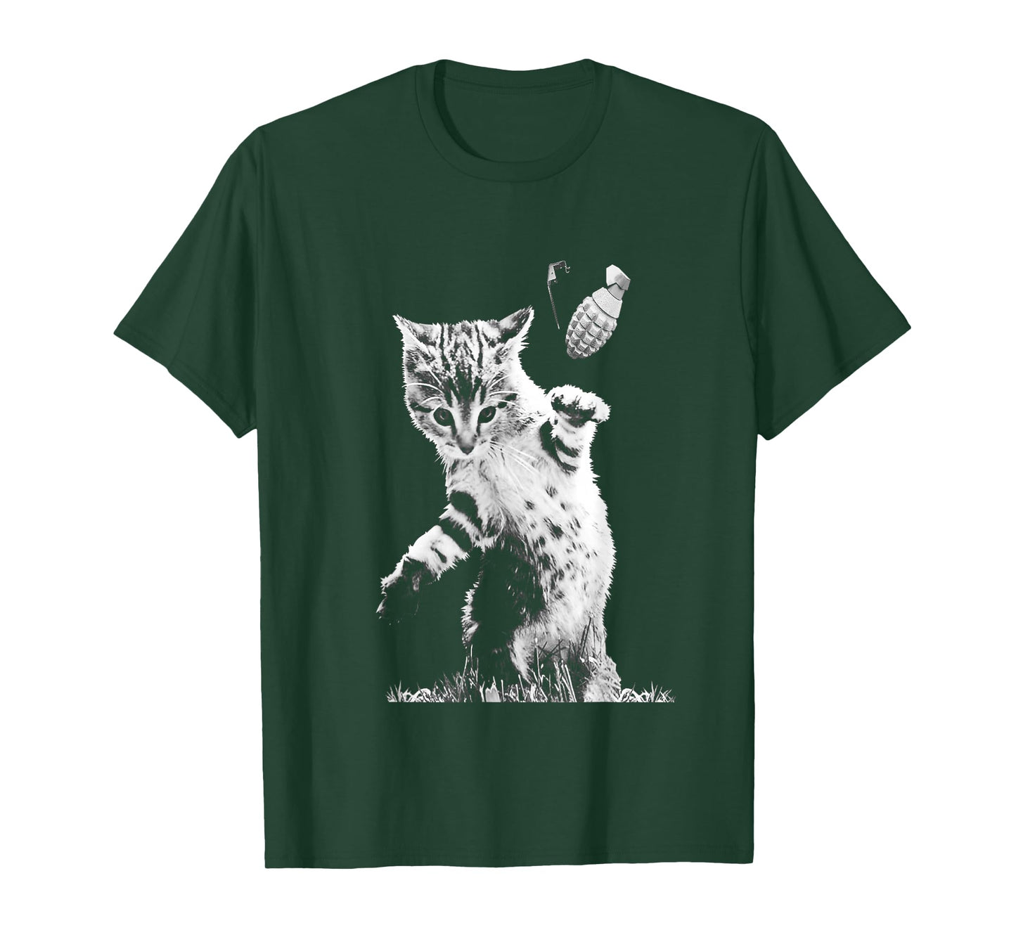 Cat Throwing Grenade Funny Kitty Cat Grenade Scene Cat Lover T-Shirt
