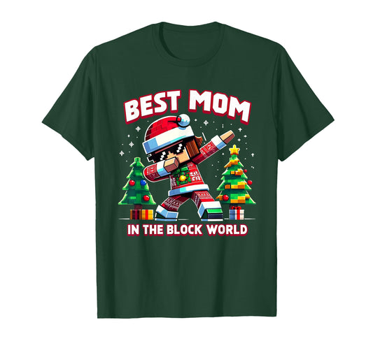 Best Mom in The Block World Christmas Pixel Gamer Gift T-Shirt
