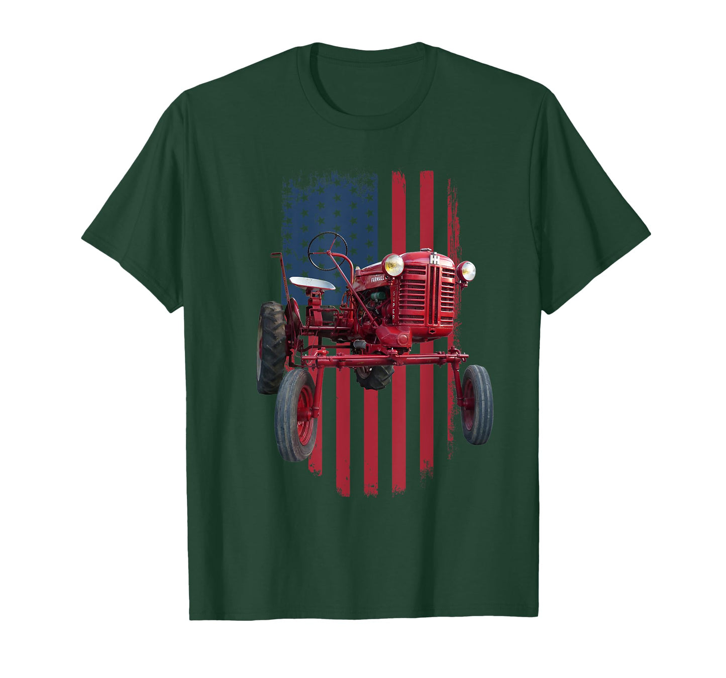 Patriotic Vintage Cub Farm Tractor American Flag USA Pride T-Shirt for Women Men