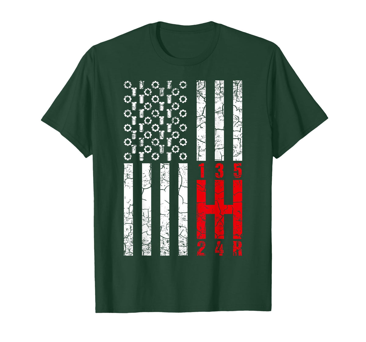 Stick Shift American Flag Car Mechanic Transmission T-Shirt