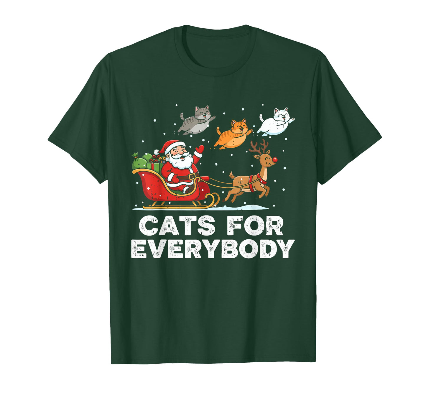 Cats for Everybody Christmas Cats Funny Santa Sleigh Xmas T-Shirt