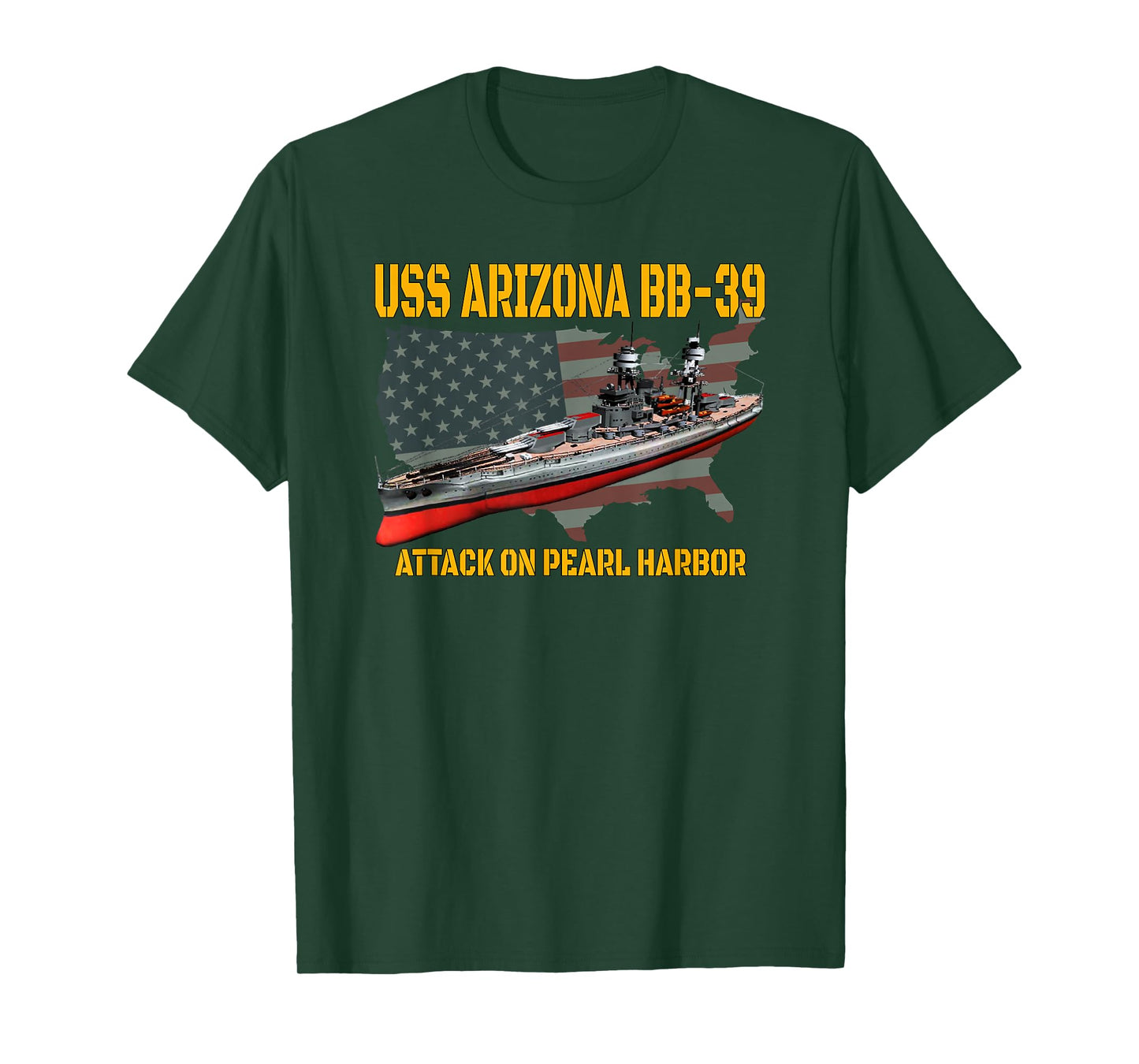 WW2 Warship Pearl Harbor Memory USS Arizona BB-39 Battleship T-Shirt