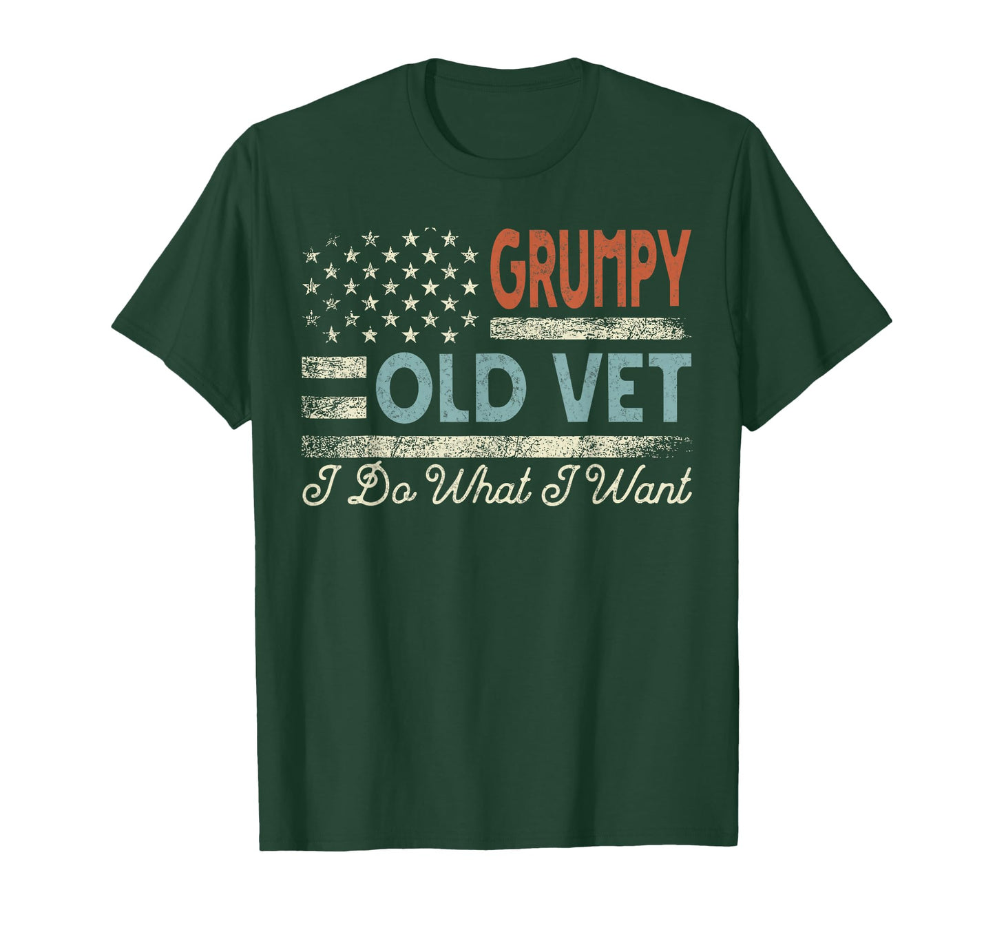 Grumpy Old Vet I Do What I Want Funny Retro Military Veteran T-Shirt