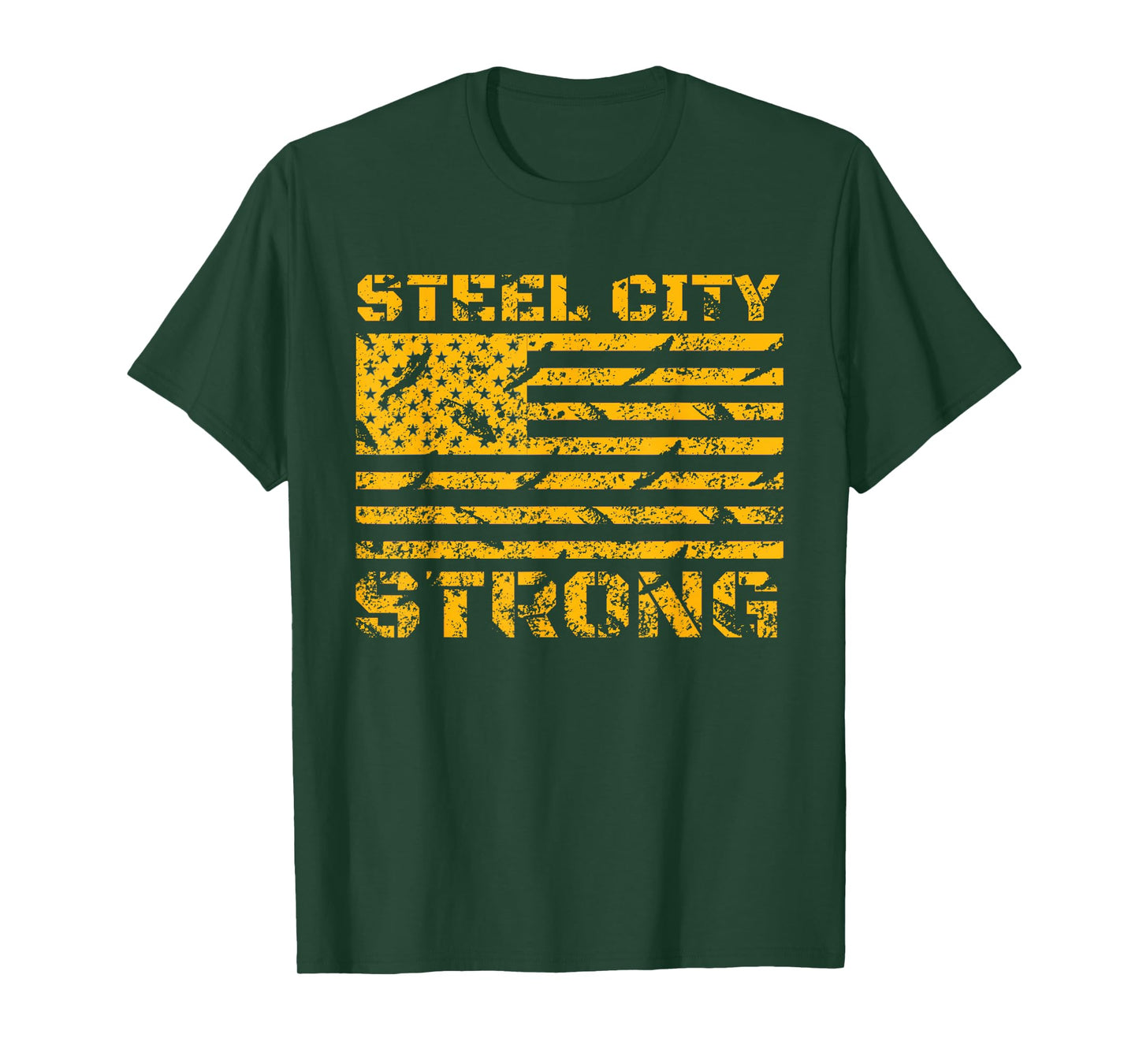 Pittsburgh Steel City Strong American Flag Vintage T-Shirt