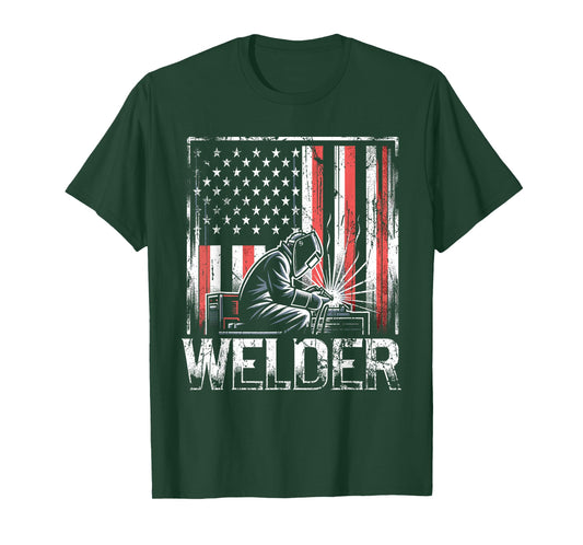 Welder American Flag USA Patriotic Welding Welder T-Shirt