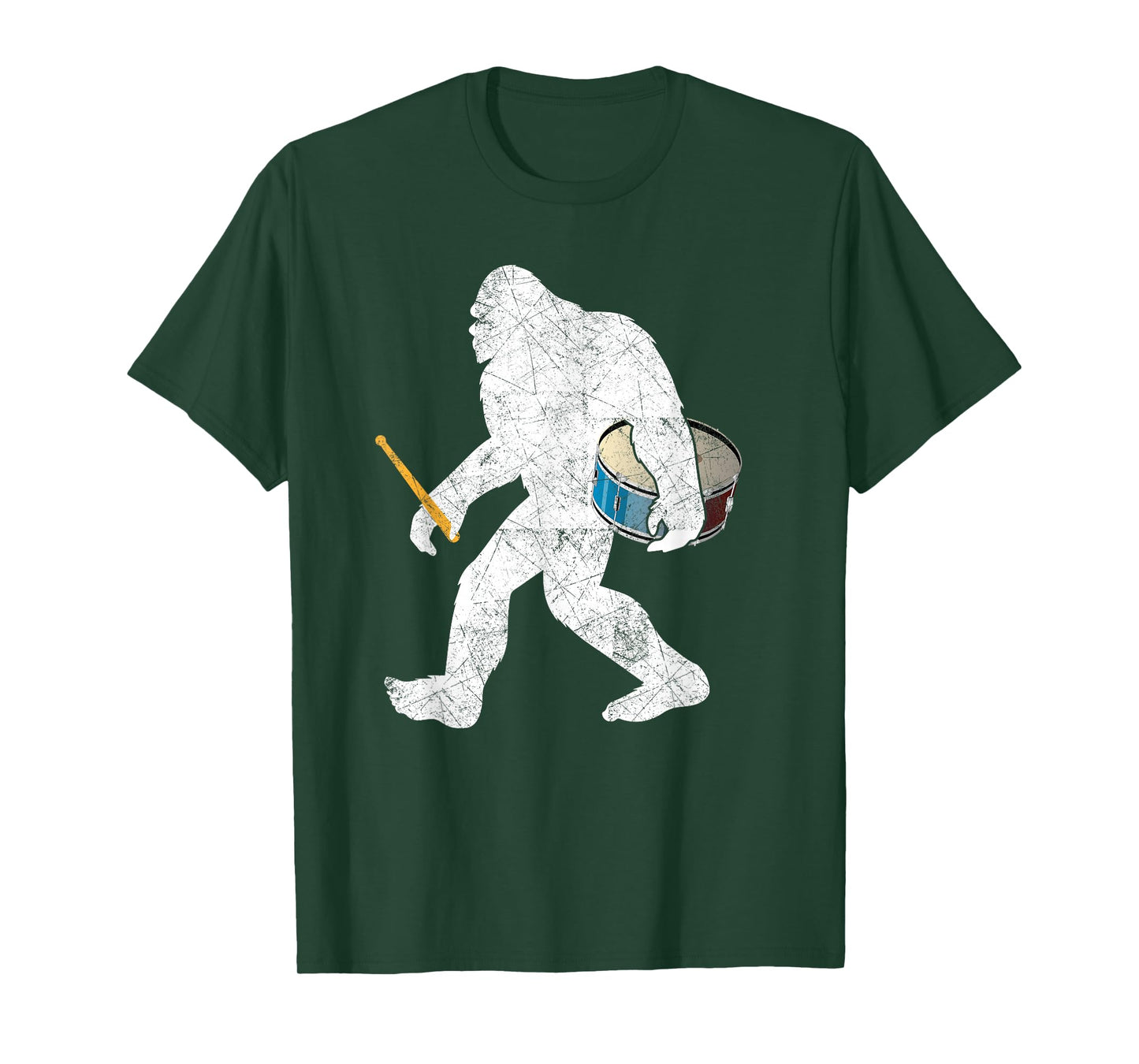 Bigfoot Sasquatch Carrying Drum T Shirt Drumsticks Gifts T-Shirt
