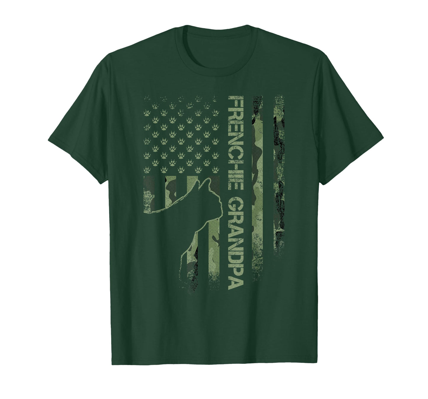 Camo Flag Proud French Bulldog Grandpa Frenchie Silhouette T-Shirt for Men Women