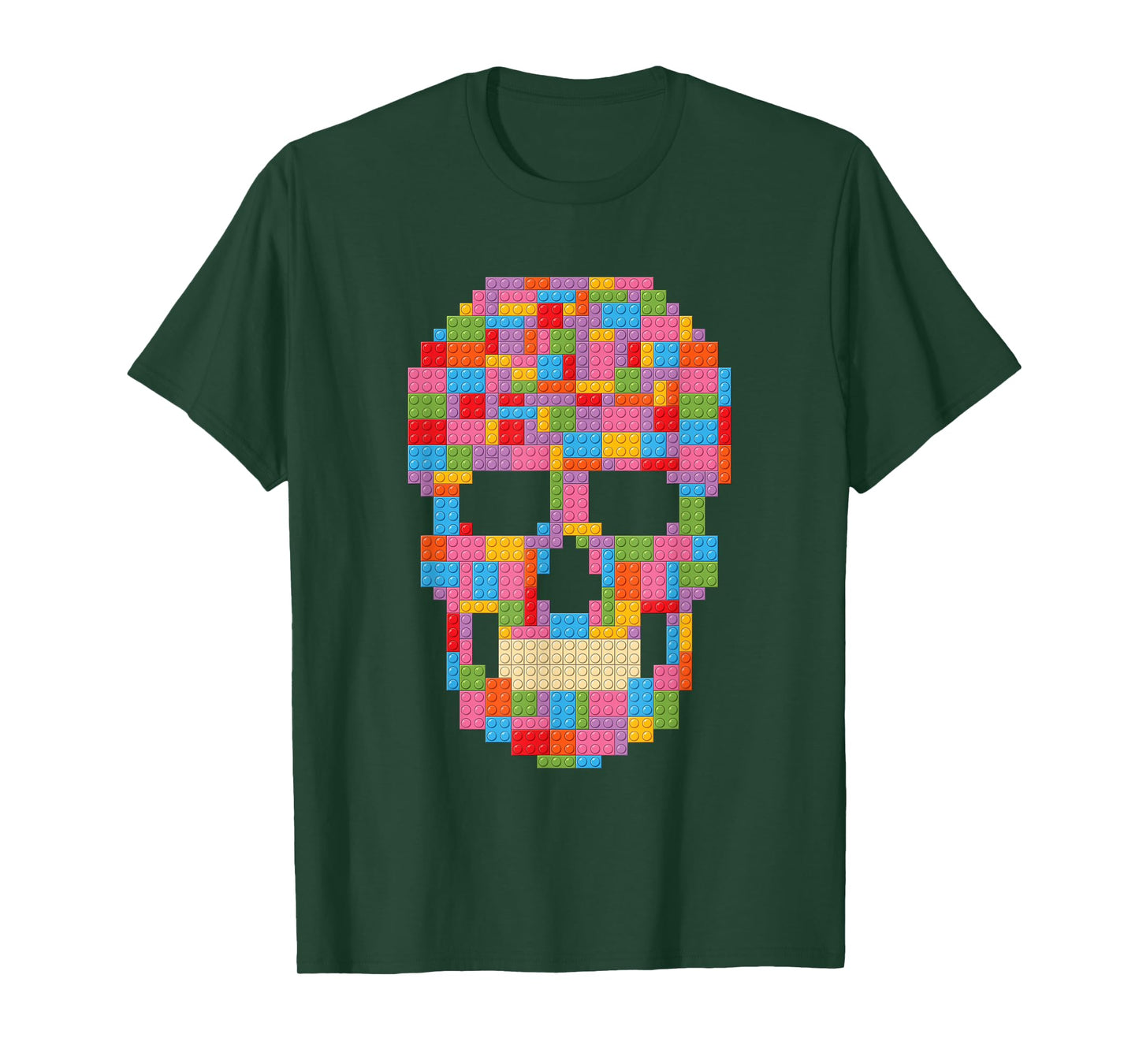 Skull Block Builder Bricks Halloween Skeleton Master Builder T-Shirt