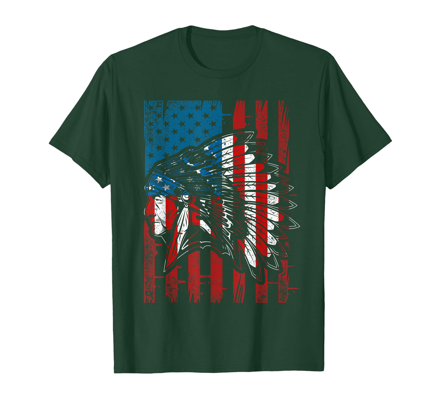 USA Flag Native American Heritage Headdress Native American T-Shirt for Women Kids Men