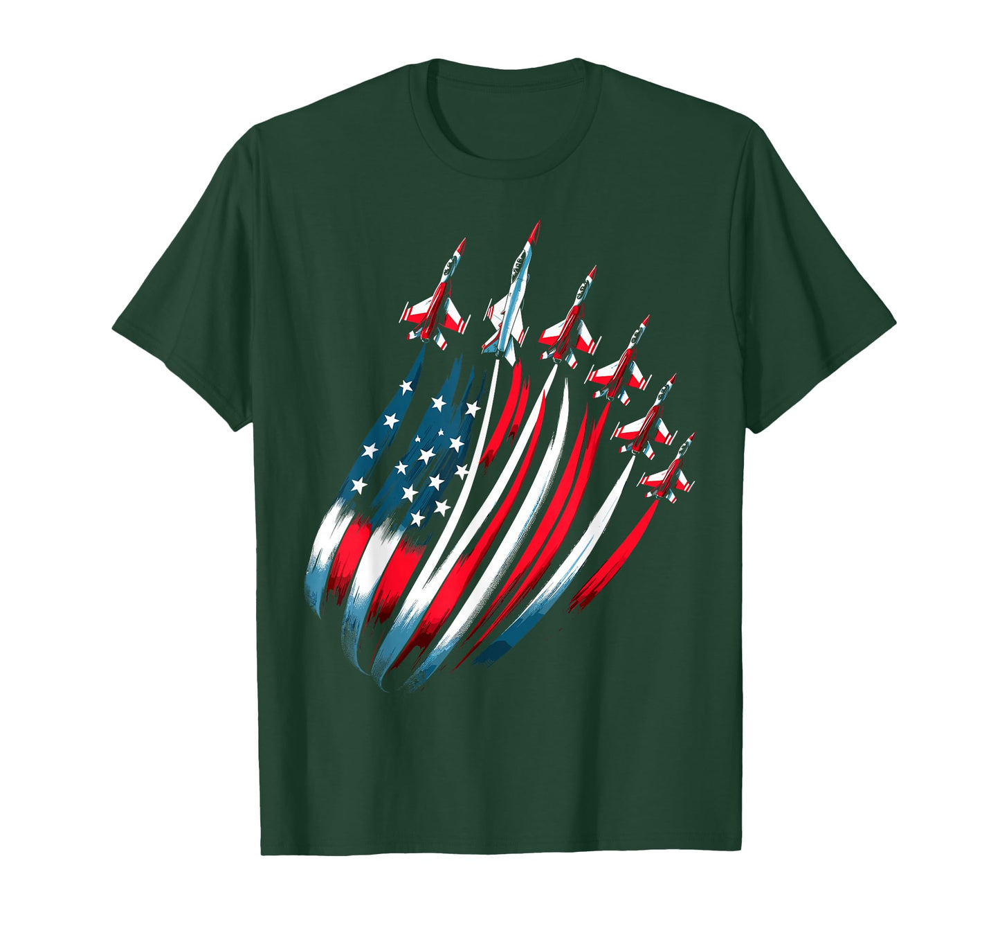 Patriotic USA Flag Fighter Jets Boys 4th of July T-Shirt
