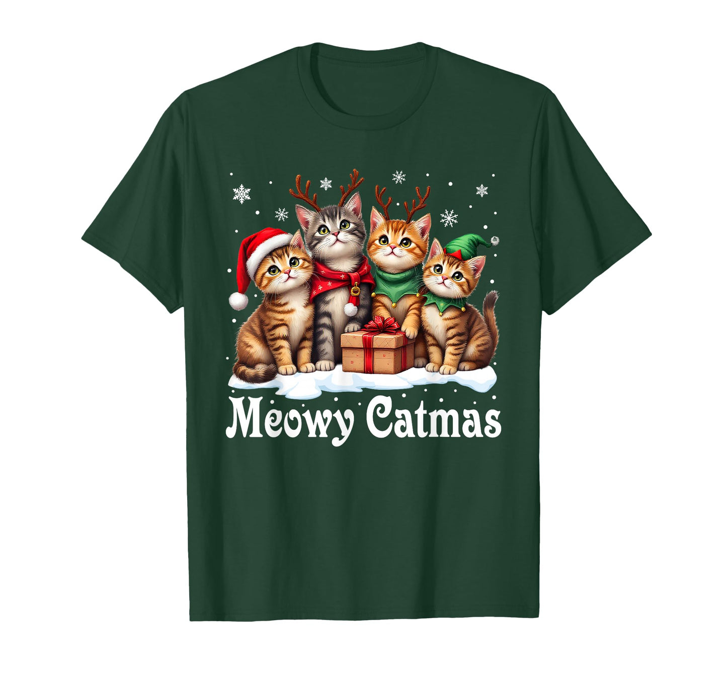 Cat Cats Christmas Pajamas Men Women Boys Girls Meowy Catmas T-Shirt