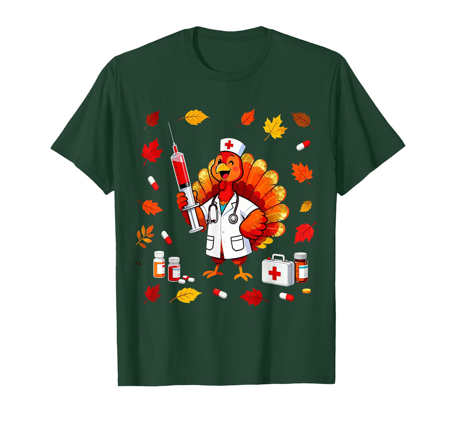 CNA Thankful Nurse Thanksgiving ER Turkey Medical Healthcare T-Shirt