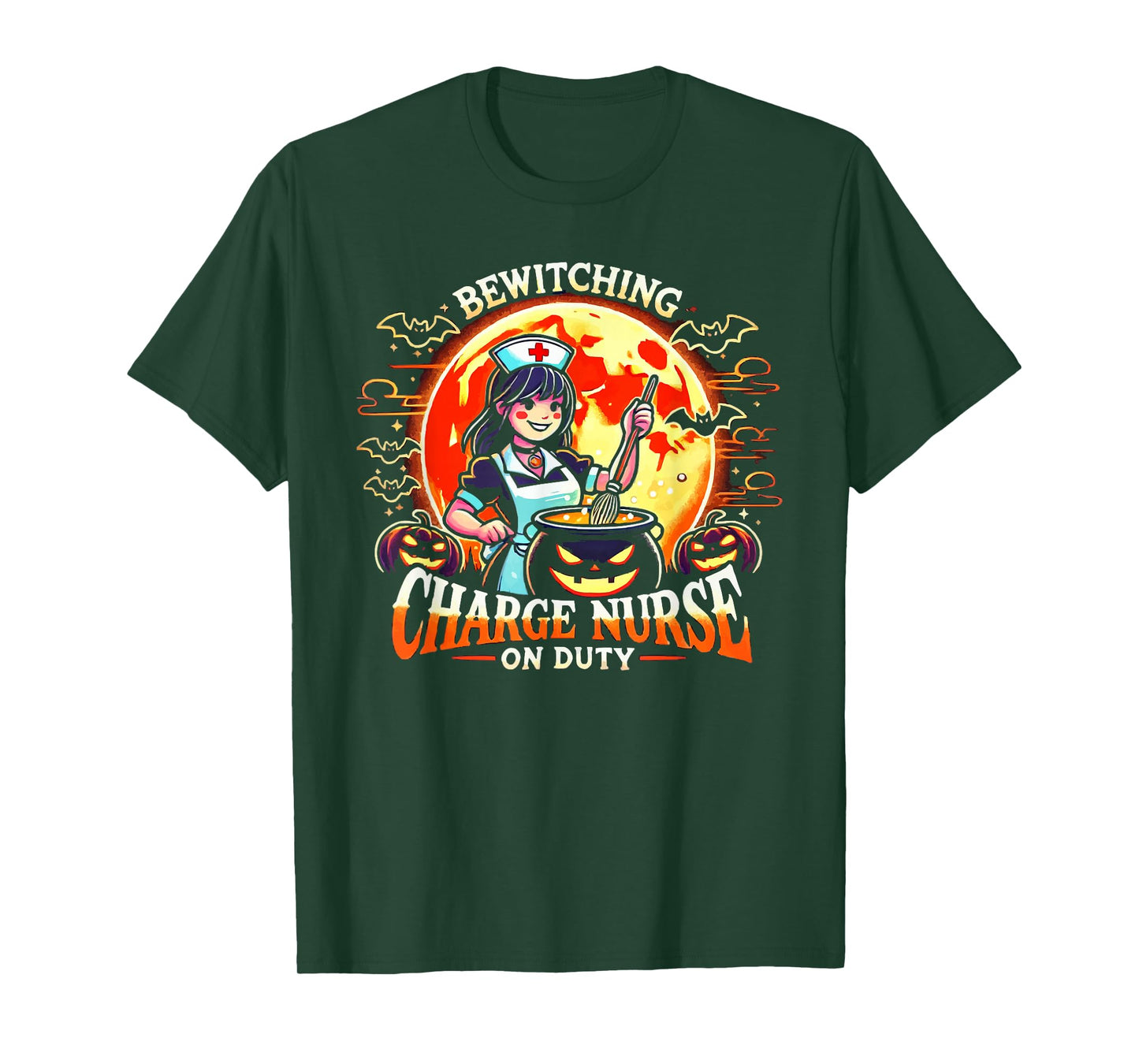 Charge Nurse Halloween Spooky Nursing Trick Or Treat T-Shirt