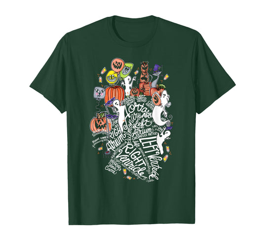 Anatomical Heart Halloween Medical White Word Cloud Line Art T-Shirt