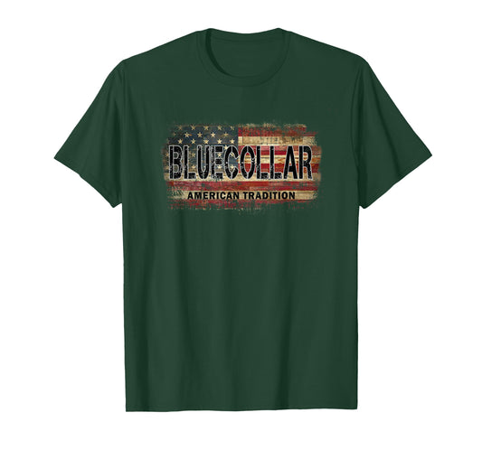 American Flag Vintage Blue Collar T-Shirt