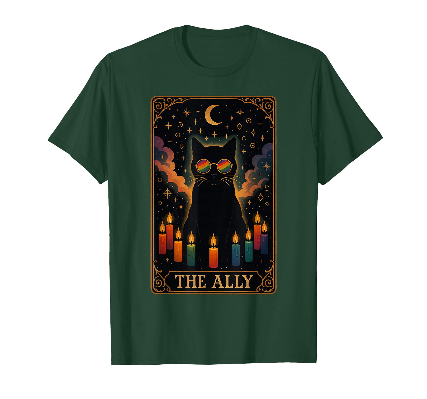 Funny Ally Cat Tarot Card Pride Sunglasses Gay Pride LGBTQ T-Shirt