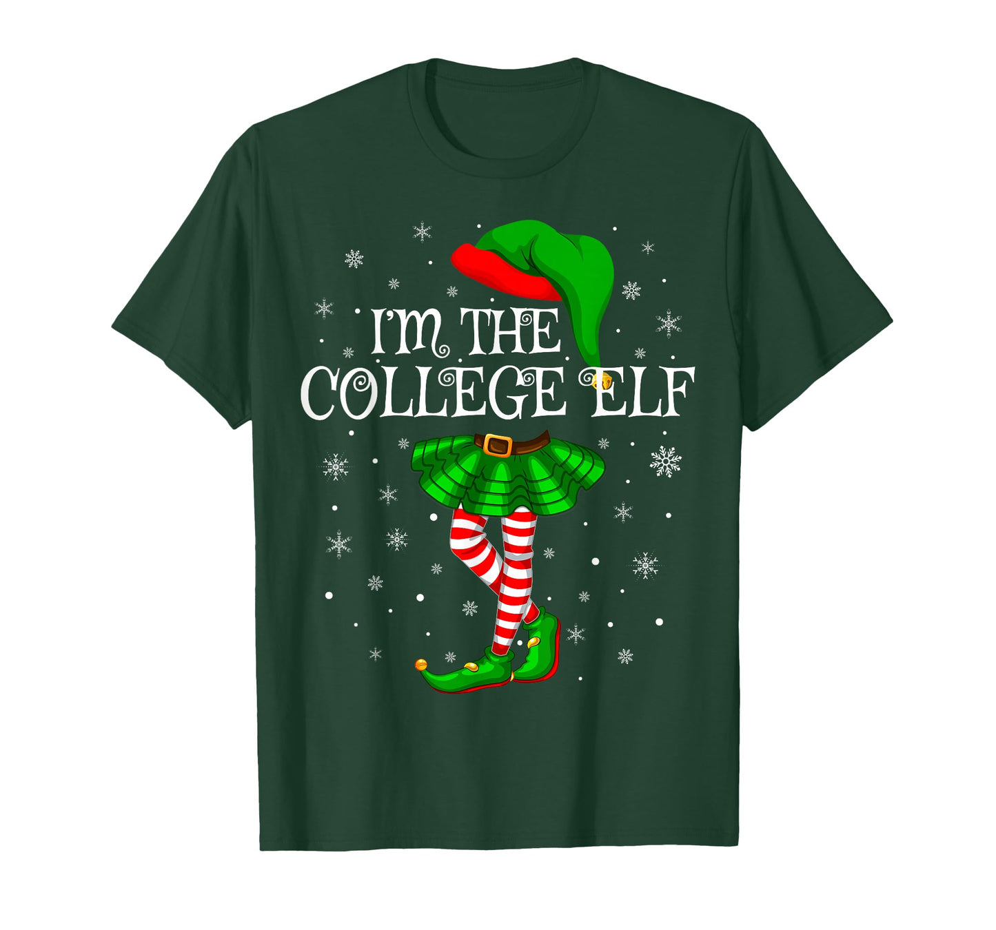 College Elf Christmas Family Group Women Girls Xmas Pajama T-Shirt