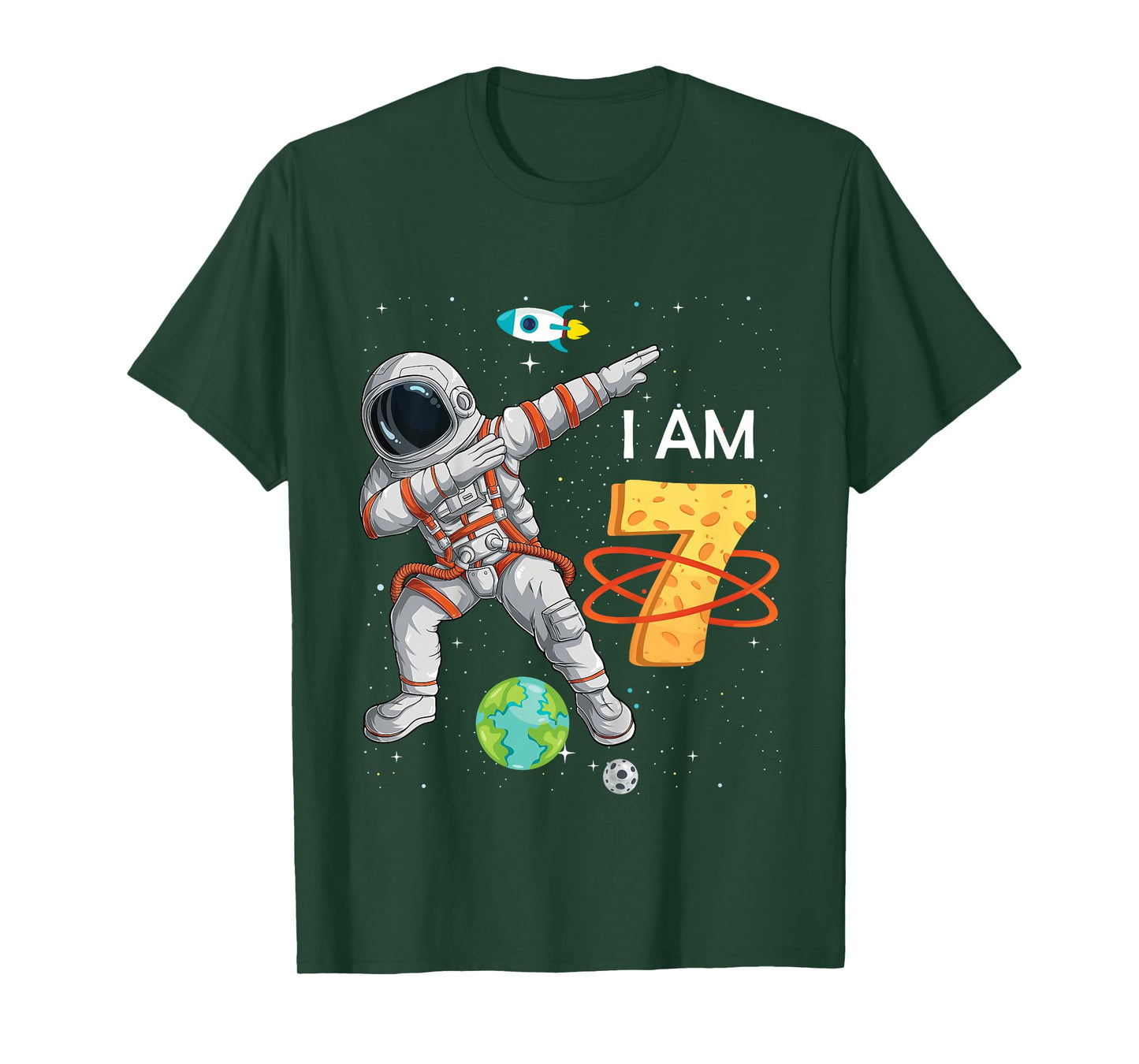 Kids Kids 7 Years Old Birthday Boy Astronaut Space 7th B-Day T-Shirt