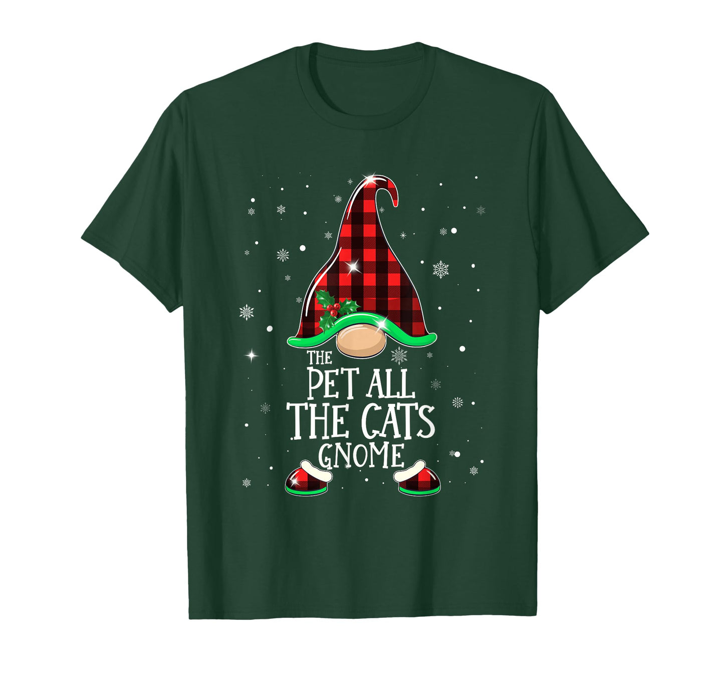 Funny Pet All The Cats Gnome Buffalo Matching Christmas T-Shirt