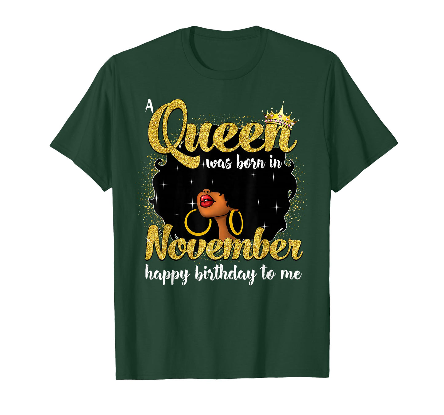November Queen Afro Diva Natural Hair Black Woman Birthday T-Shirt