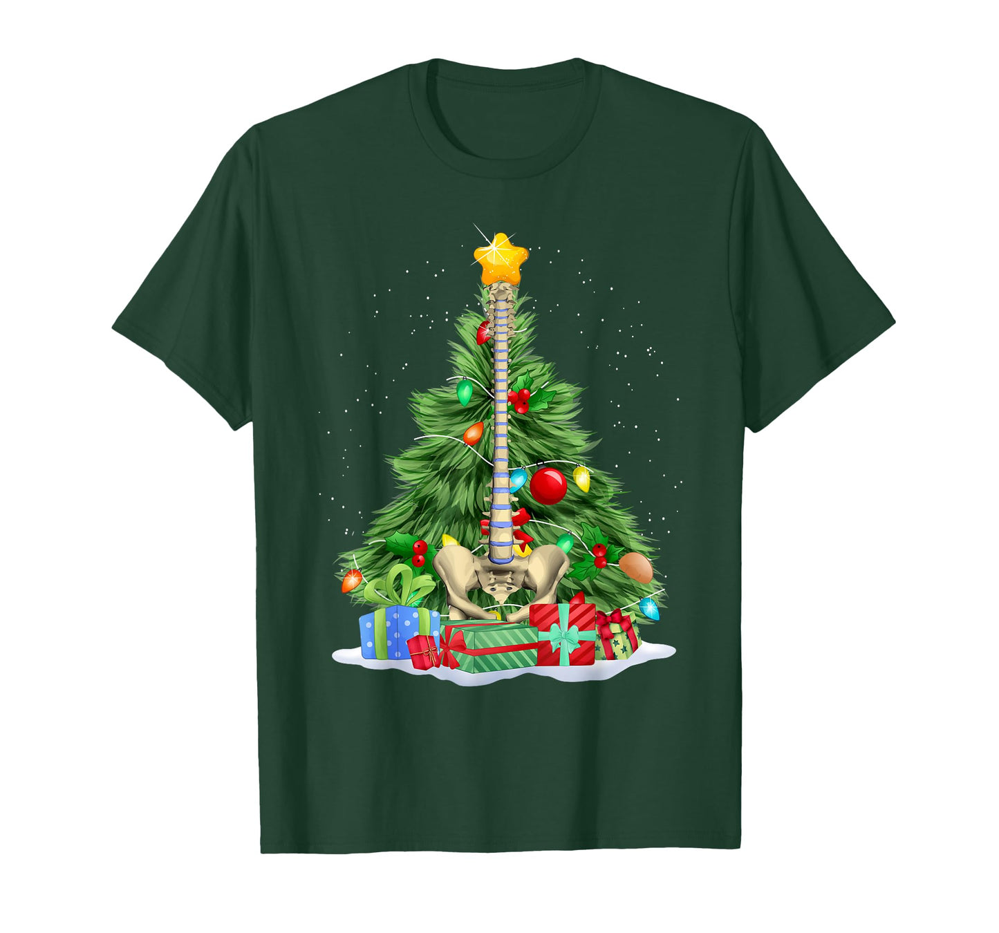 Chiropractic Spine Tree Chiropractic Anatomy Bone Christmas T-Shirt