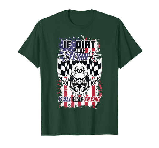 Patriotic Dirt Track, Motocross & Stock Car Racing T-Shirt T-Shirt