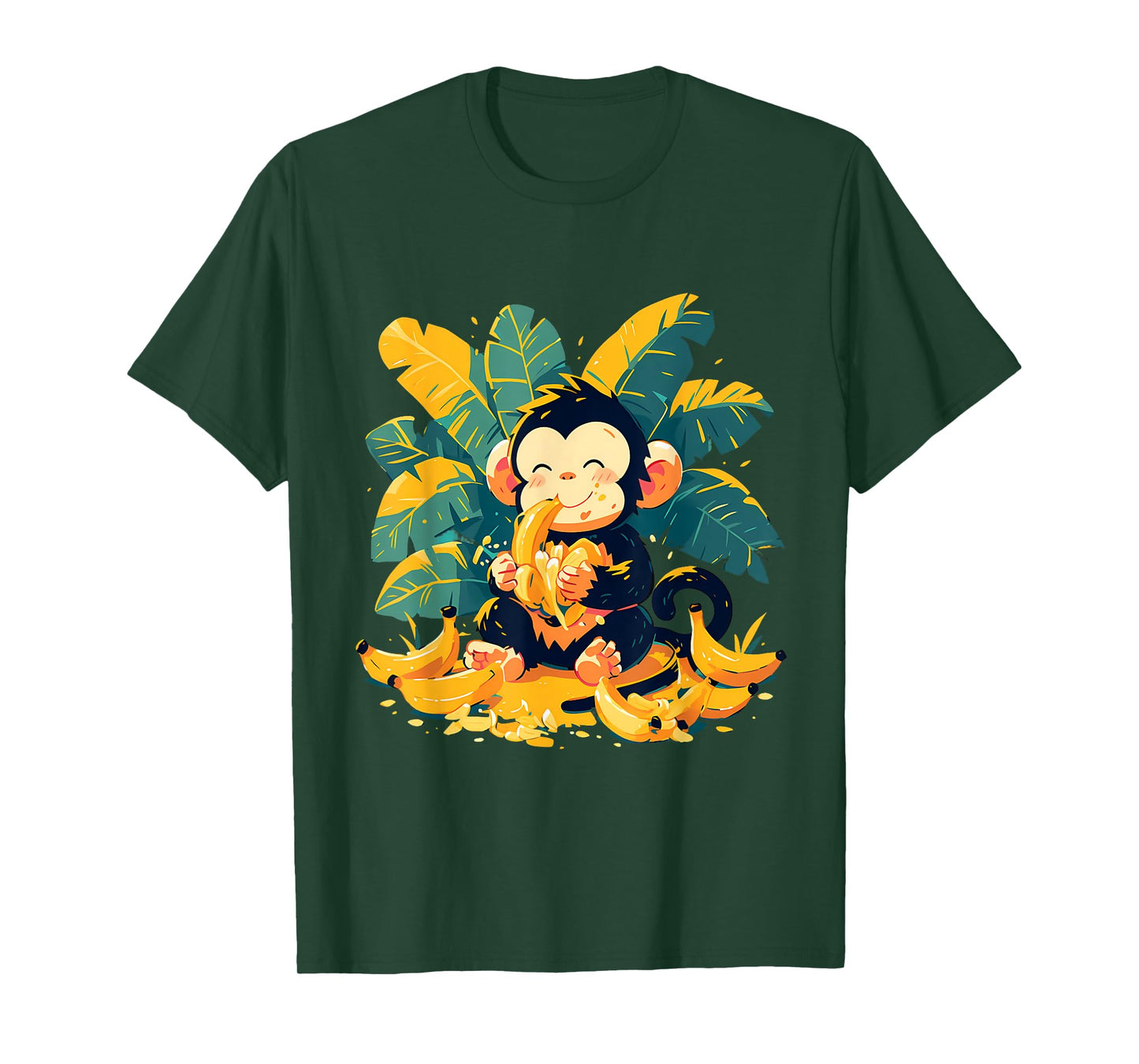 Banana Monkey Cute Monkey Nature Colourful Wildlife T-Shirt