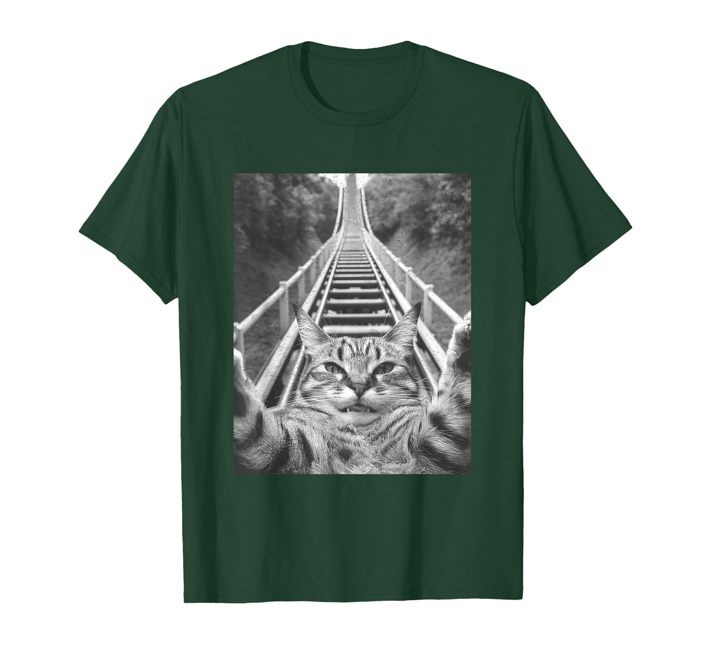 Cat Selfie on Roller coaster Men Women Kids T-Shirt