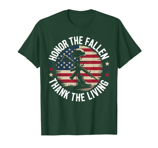 Honor The Fallen Thank The Living Memorial Day Flag T-Shirt