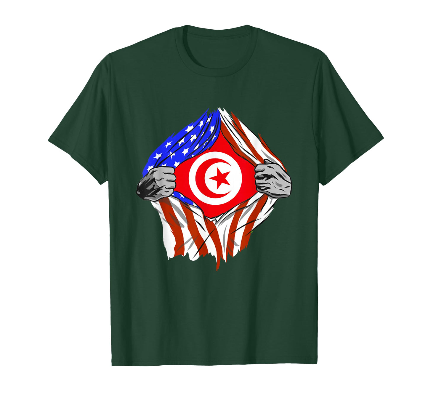 Tunisia America USA Chest Tunisian Pride Tunisian Flag T-Shirt