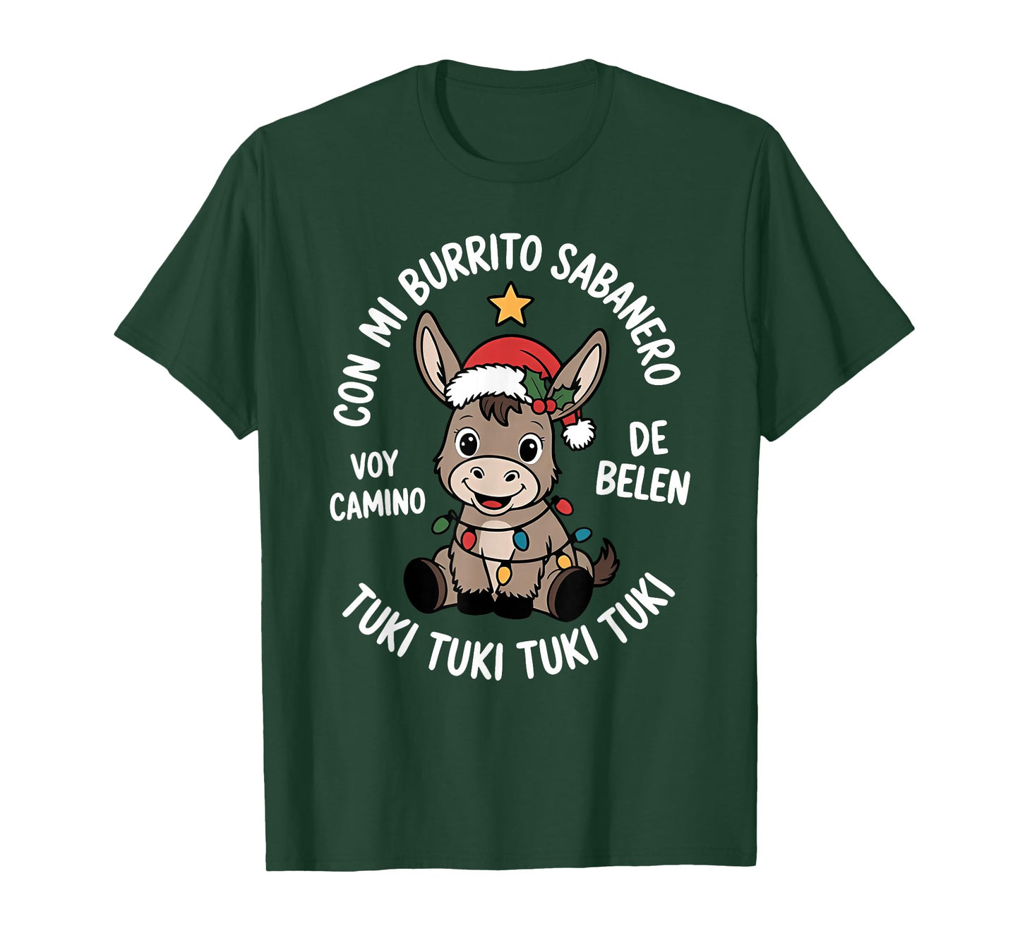 Tuki Tuki Donkey Santa Hat Spanish Mexican Christmas Sweater T-Shirt
