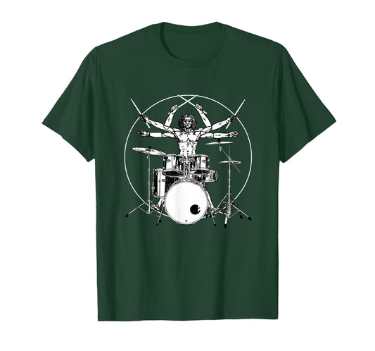Drums Gift Drum Da Vinci Vitruvian Man T-Shirt