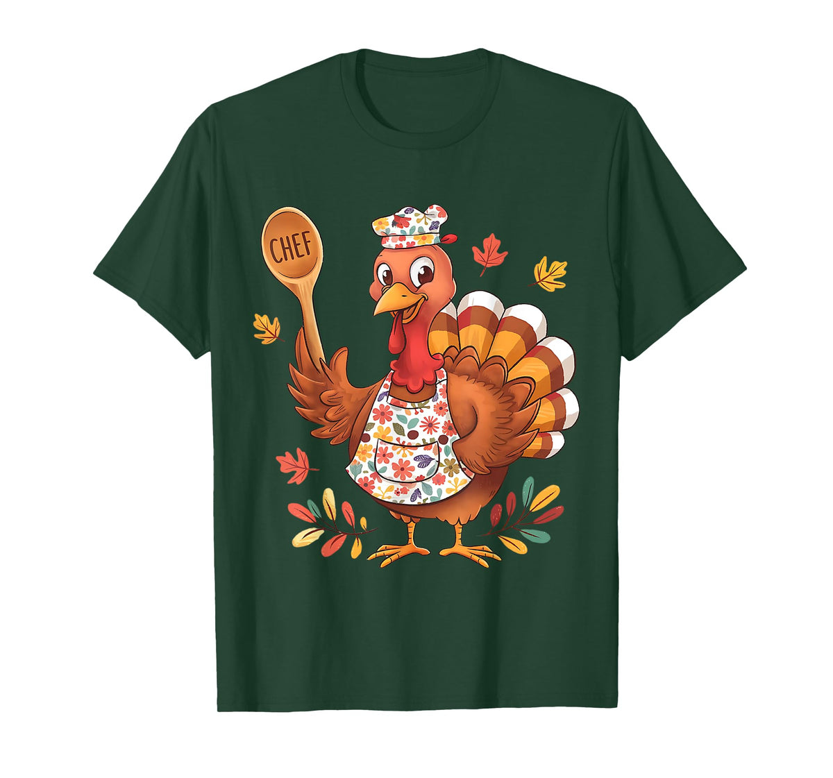 Funny Thanksgiving Chef Turkey Cute Fall Cooking Design T-Shirt