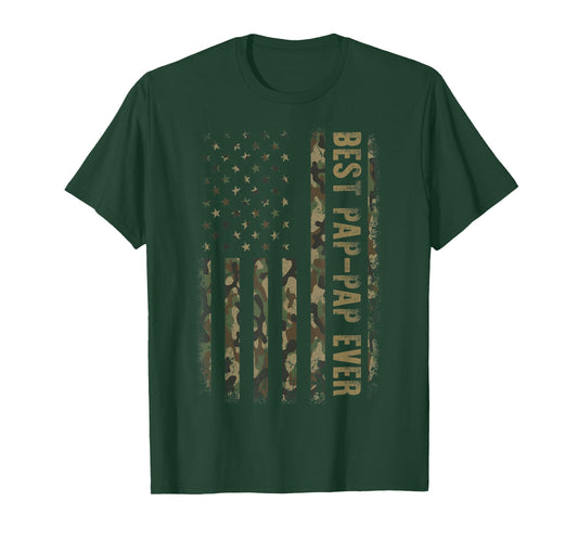 Best Pap Pap Ever Camouflage American Flag Father's Day T-Shirt