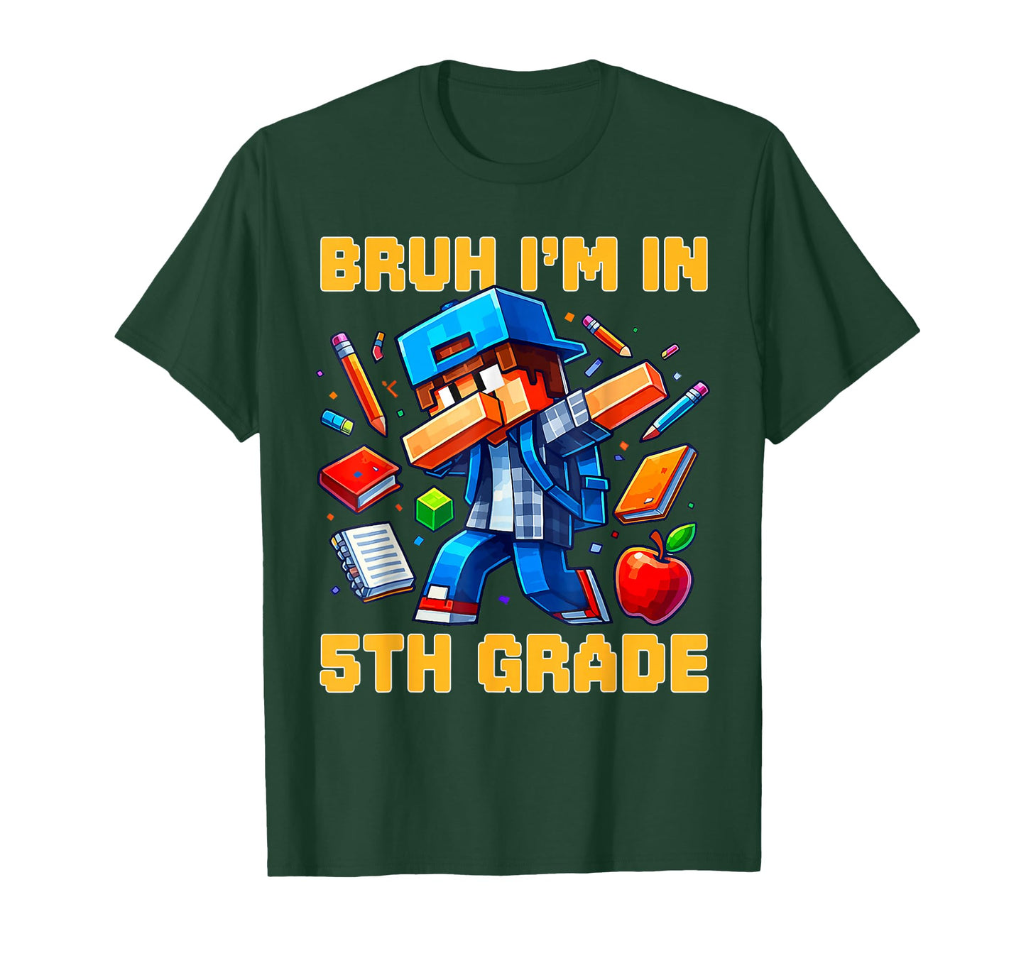 Bruh I'm in 5th Grade Dabbing Boys Kids Gamer Back to School T-Shirt