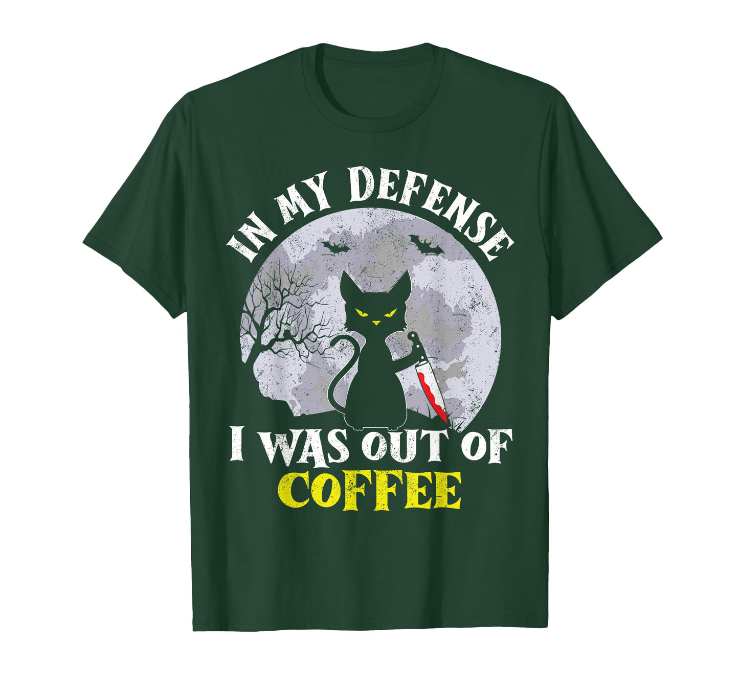 Funny In My Defense Cat Knife Halloween Moon Coffee Men's T-Shirt