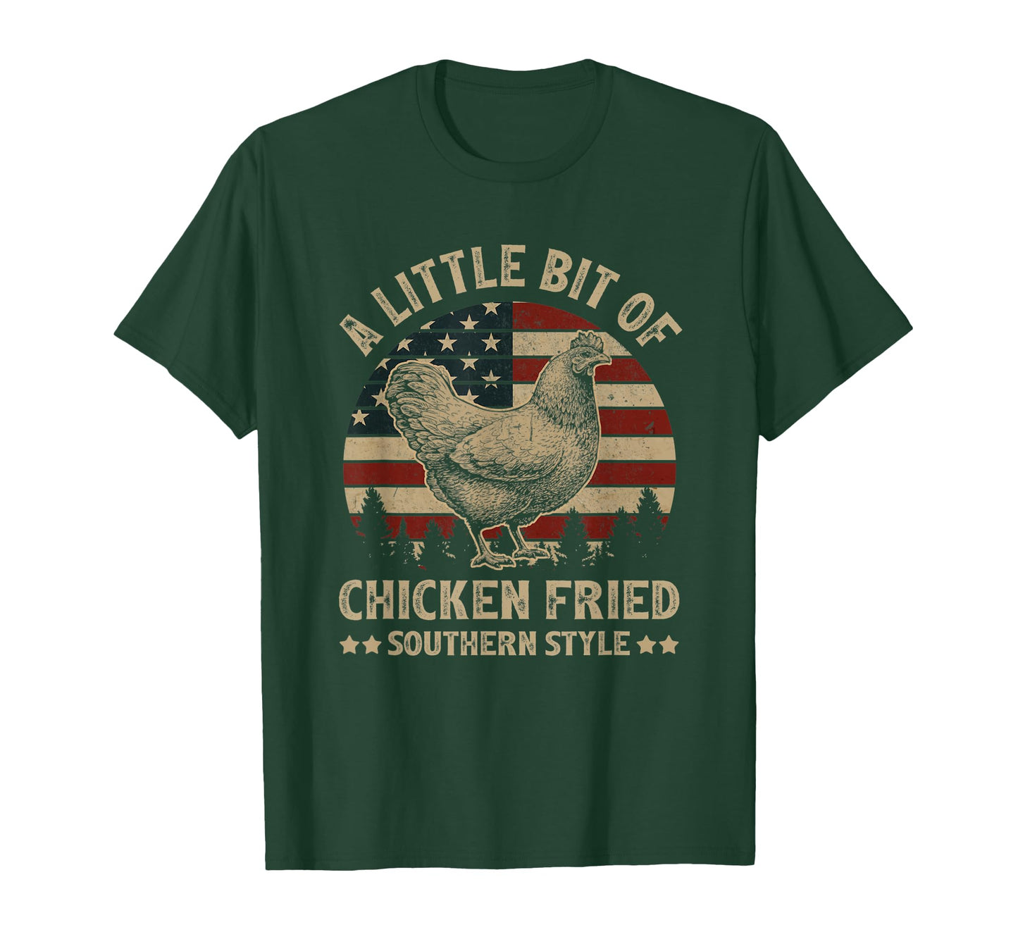 A Little Bit of Chicken Fried Southern Style USA FLag T-Shirt for Women Men