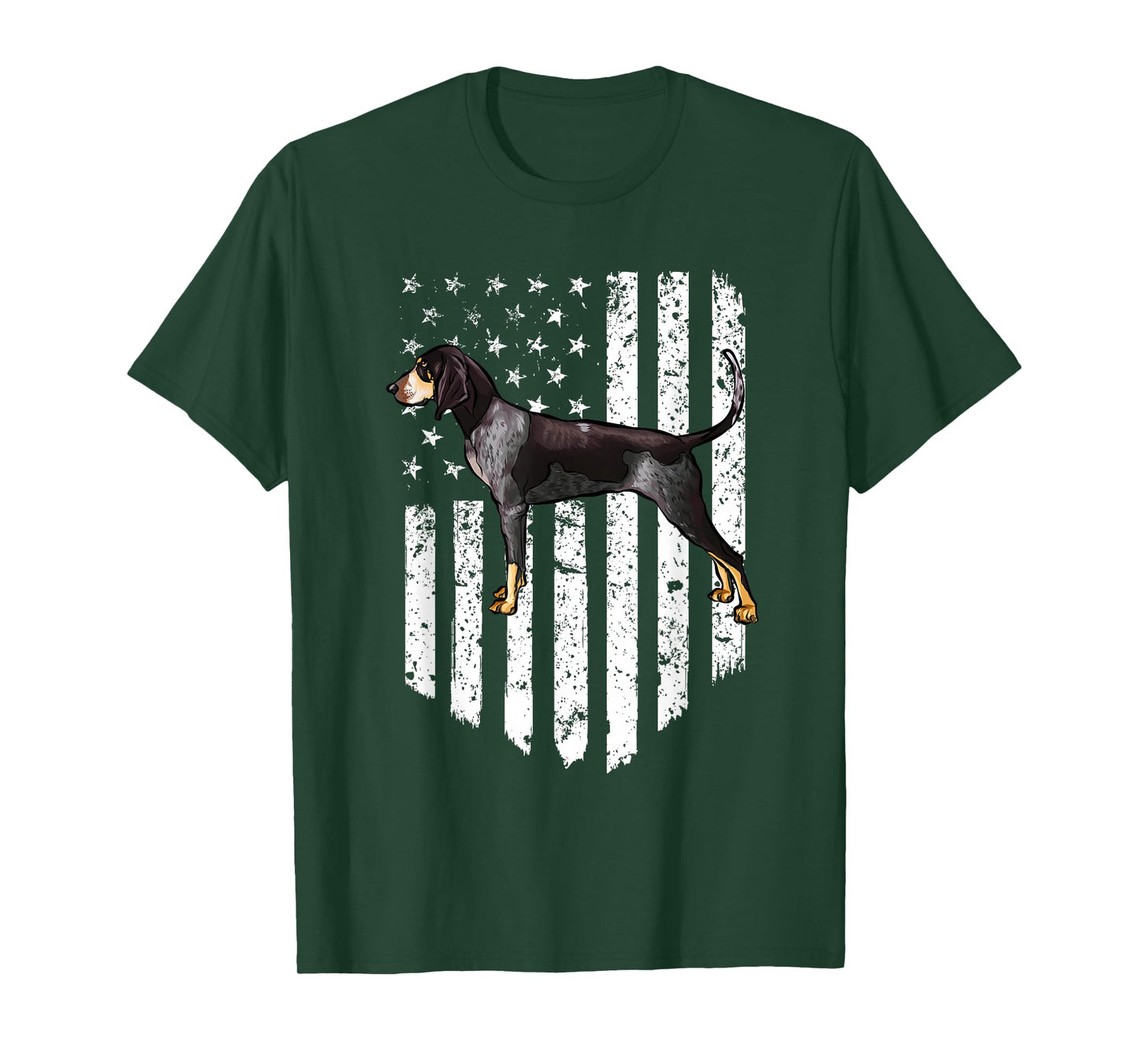 Black White American Flag Bluetick Coonhound 4th Of July USA T-Shirt