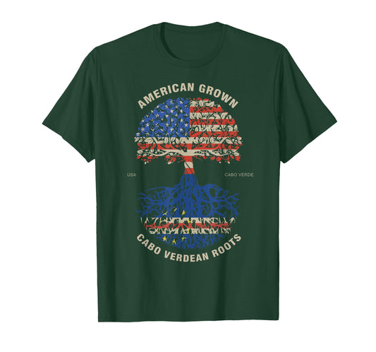 American Grown Cabo Verdean Roots Cape Verde Flag T-Shirt